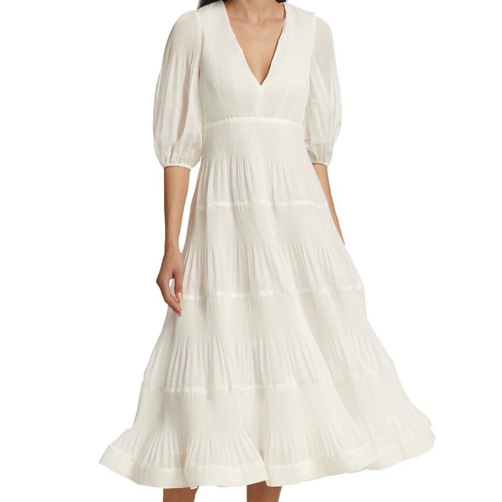 Zimmermann White Pleated Midi Dress